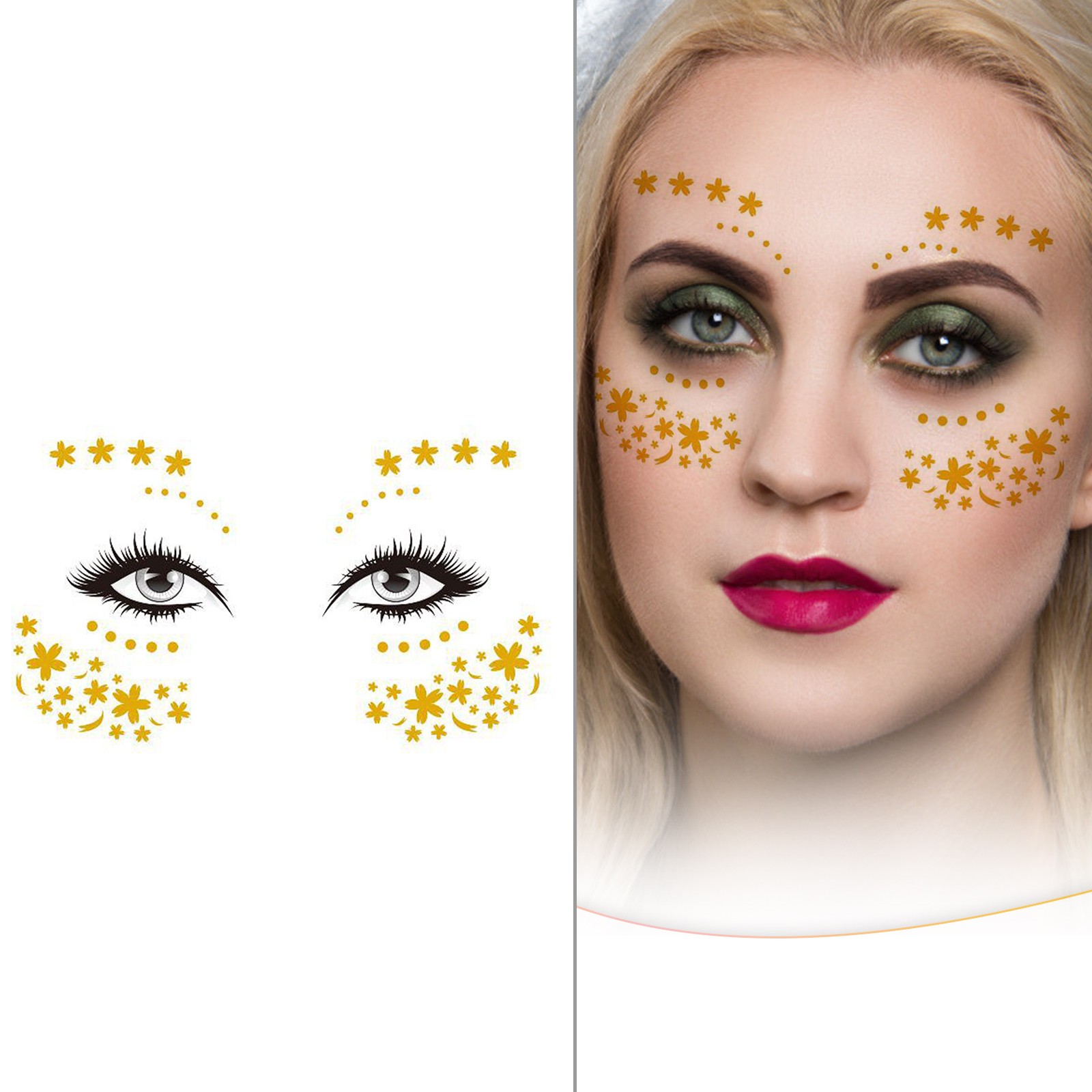 keusn temporary face stickers telling face gold glitter metal professional  makeup 